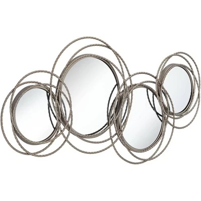 Newhill Designs Round Vanity Decorative Wall Mirror Modern Gray Pewter Metal Frame 40 1/4" Wide For Bathroom Bedroom Living Room 3 Newhill Designs Round Vanity Decorative Wall Mirror Modern Gray Pewter Metal Frame 40 1/4" Wide For Bathroom Bedroom Living Room - Image 3