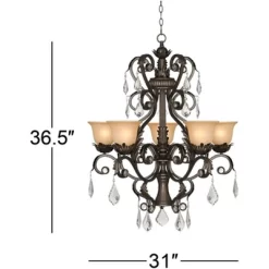Kathy Ireland French Bronze Chandelier 31" Wide Rustic Crystal Amber Bell Glass 5-Light Fixture For Dining Room House Home Kitchen -Northlight Store GUEST 2ac48078 3be1 4416 849f fa38dda7c383