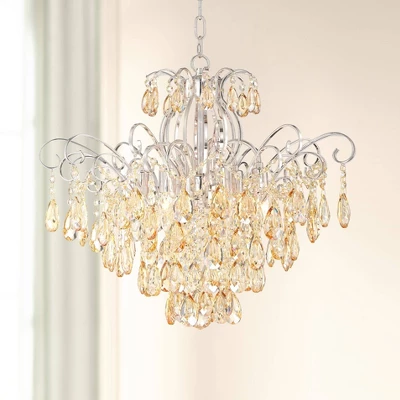 Vienna Full Spectrum Mellie Champagne Gold Chandelier 24" Wide French Crystal 6-Light Fixture For Dining Room House Kitchen Island Entryway Bedroom 1 Vienna Full Spectrum Mellie Champagne Gold Chandelier 24" Wide French Crystal 6-Light Fixture For Dining Room House Kitchen Island Entryway Bedroom