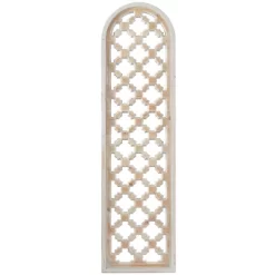 Wood Geometric Carved Trellis Wall Decor Brown - Olivia & May