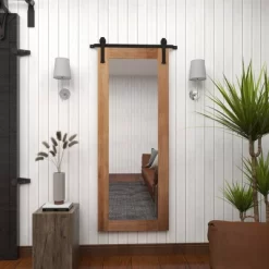 Wood Wall Mirror With Metal Hanging Rod Brown - Olivia & May -Northlight Store GUEST 2c074833 686c 42a0 b9c2 d21911d4780c