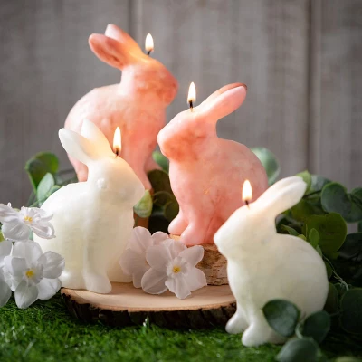4.75"H Sullivans White Bunny Candle - Set Of 2, White 2 4.75"H Sullivans White Bunny Candle - Set Of 2, White - Image 2