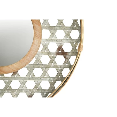 Round Metal Wall Mirror With Galvanized Wood Frame - Storied Home 5 Round Metal Wall Mirror With Galvanized Wood Frame - Storied Home - Image 5