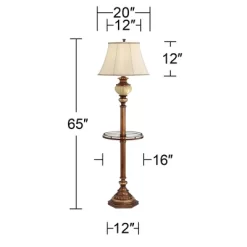 Kathy Ireland Hyde Park Vintage Rustic Floor Lamps With Glass Tray Tables 65" Tall Set Of 2 Bronze Nightlight Beige Fabric Bell Shade For Living Room -Northlight Store GUEST 2ee32704 1b70 42f3 bd6b d92f7ca871a6