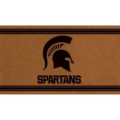 Evergreen Michigan State University Logo Turf Mat, Brown- 28 X 16 Inches Indoor Outdoor Doormat