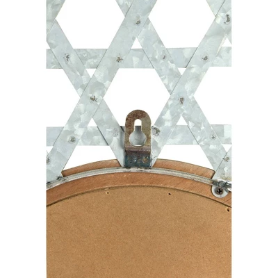 Round Metal Wall Mirror With Galvanized Wood Frame - Storied Home 3 Round Metal Wall Mirror With Galvanized Wood Frame - Storied Home - Image 3