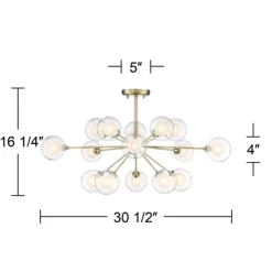 Possini Euro Design Modern Ceiling Light Semi Flush Mount Fixture Sputnik Brass 30 1/2" Wide 15-Light Double Glass Ball Hallway -Northlight Store GUEST 317f6f78 bba3 4e43 bc4e 75fe5664e121