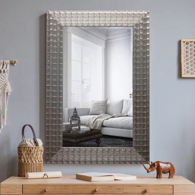 Decorative Wall Mirror With Beveled Edge Silver - Yosemite Home Decor 2 Decorative Wall Mirror With Beveled Edge Silver - Yosemite Home Decor - Image 2