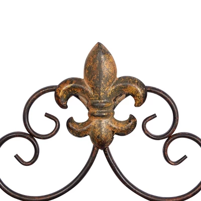 Metal Fleur De Lis Suspended Wall Decor With Scrollwork Hanger Bronze - Olivia & May 4 Metal Fleur De Lis Suspended Wall Decor With Scrollwork Hanger Bronze - Olivia & May - Image 4