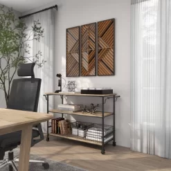 Set Of 3 Wood Geometric Slatted Wood Design Wall Decors Brown - Olivia & May -Northlight Store GUEST 3724191a 2afb 4676 9159 9c9b3af1d10e