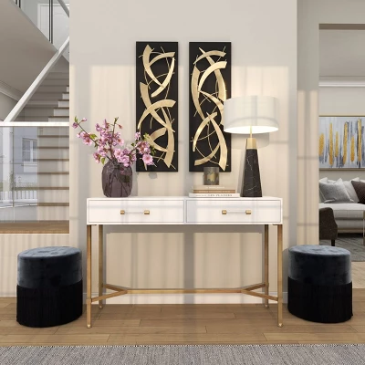 Set Of 2 Metal Abstract Dimensional Wall Decors With Wood Backing Gold - Olivia & May 5 Set Of 2 Metal Abstract Dimensional Wall Decors With Wood Backing Gold - Olivia & May - Image 5