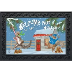 Winter Nut House Doormat Squirrels Welcome Indoor / Outdoor 30" X 18" Briarwood Lane