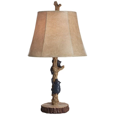John Timberland Climbing Bears Rustic Accent Table Lamps 22 1/2" High Set Of 2 Brown Faux Wood With USB Charging Port Faux Leather Shade For Desk 8 John Timberland Climbing Bears Rustic Accent Table Lamps 22 1/2" High Set Of 2 Brown Faux Wood With USB Charging Port Faux Leather Shade For Desk - Image 8