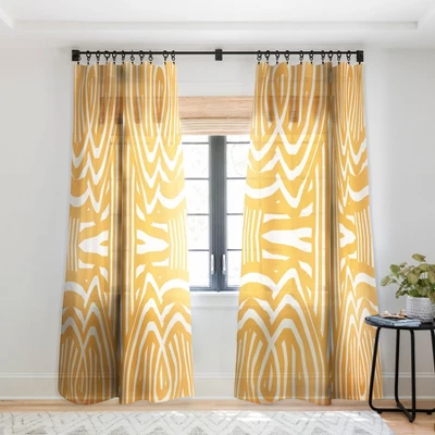 Little Dean Yellow Mustard Boho Stripe Single Panel Sheer Window Curtain - Deny Designs 5 Little Dean Yellow Mustard Boho Stripe Single Panel Sheer Window Curtain - Deny Designs - Image 5