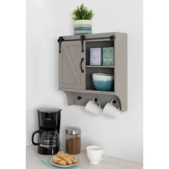 18" X 8" X 20" Decorative Farmhouse Cabinet With Barn Door And 3 Knobs Gray - Kate & Laurel All Things Decor -Northlight Store GUEST 390a18b9 0fcc 4d8e 81e6 fb39ecf92b9d