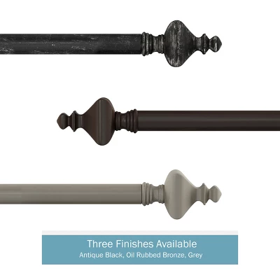 Hastings Home 1" Curtain Rod With Finials - Gray 4 Hastings Home 1" Curtain Rod With Finials - Gray - Image 4