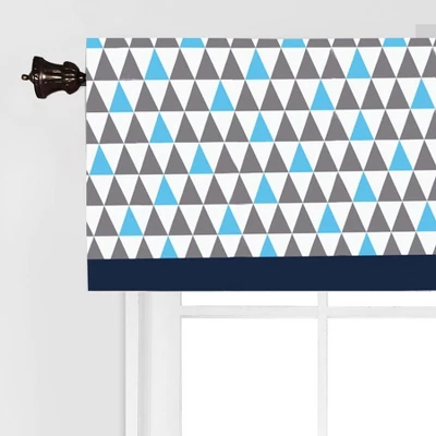 Bacati - Triangles Aqua/Navy/Grey Boys Cotton Window Valance 5 Bacati - Triangles Aqua/Navy/Grey Boys Cotton Window Valance - Image 5
