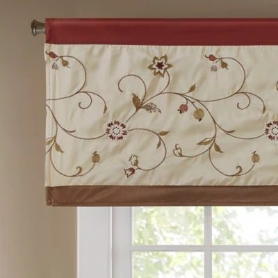 50"x18" Monroe Embroidered Window Valance Red - Madison Park 2 50"x18" Monroe Embroidered Window Valance Red - Madison Park - Image 2