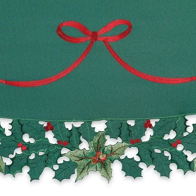 Collections Etc Holly Border Curtain Swag Holiday Valance 2 Collections Etc Holly Border Curtain Swag Holiday Valance - Image 2