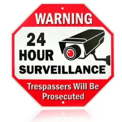 Signs Authority Reflective Warning 24 Hour Surveillance No Trespassing Metal Sign For Home Business - 12"x12" -Northlight Store GUEST 3f428ff1 ac41 485d ac3e da49706975c8