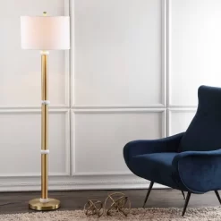 60.5" Metal/Marble Gregory Floor Lamp (Includes LED Light Bulb) Gold - JONATHAN Y