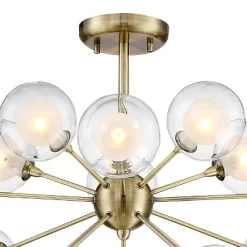 Possini Euro Design Modern Ceiling Light Semi Flush Mount Fixture Sputnik Brass 30 1/2" Wide 15-Light Double Glass Ball Hallway -Northlight Store GUEST 431beddf 6c5b 4cd2 85aa 5ca719f915b6