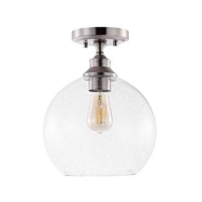 9.75" LED 1-Light Marla Iron/Seeded Glass Pendant Nickel/Clear - JONATHAN Y 2 9.75" LED 1-Light Marla Iron/Seeded Glass Pendant Nickel/Clear - JONATHAN Y - Image 2