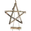 Northlight 51" Natural Brown Frosted Wood Tree With Star Hanging Christmas Decoration