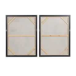 Set Of 2 Canvas Abstract Mid-Century Modern Geometric Framed Wall Arts With Black Frame Cream - The Novogratz