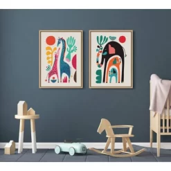 18" X 24" Sylvie Three Elephants Framed Canvas Wall Art By Rachel Lee Natural - Kate And Laurel -Northlight Store GUEST 4504b751 f26e 468e b0d1 25d5c1389cc1