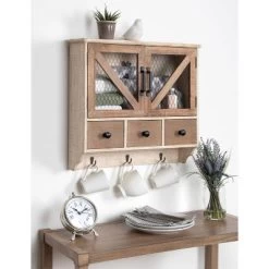 Hutchins Decorative Wooden Wall Cabinet With Chicken Wire 2 Door Rustic/White Washed Finish - Kate & Laurel All Things Decor -Northlight Store GUEST 452f71f3 c3f0 491c 934f d4116be27035