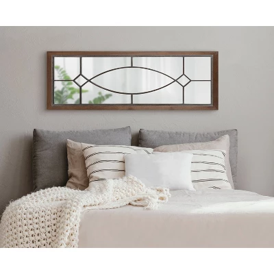 16" X 42" Bakersfiel Windowpane Wall Mirror Rustic Brown - Kate & Laurel All Things Decor 5 16" X 42" Bakersfiel Windowpane Wall Mirror Rustic Brown - Kate & Laurel All Things Decor - Image 5