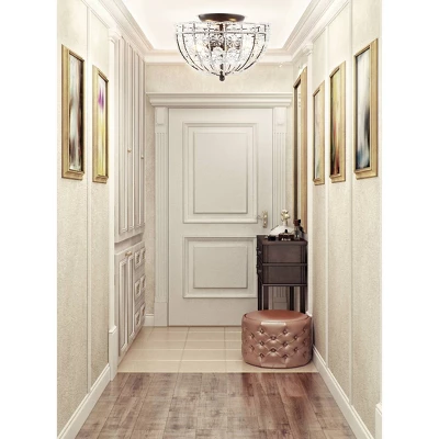 12" LED Metal/Acrylic Crystal Flower Semi Flush Mount Black/Clear - Jonathan Y 1 12" LED Metal/Acrylic Crystal Flower Semi Flush Mount Black/Clear - Jonathan Y