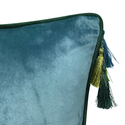 18"x18" Velvet Reversible Tassel Square Throw Pillow - Edie@Home 3 18"x18" Velvet Reversible Tassel Square Throw Pillow - Edie@Home - Image 3