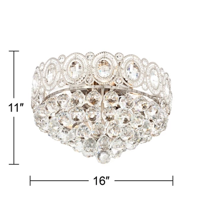 Vienna Full Spectrum Moira Vintage Ceiling Light Flush Mount Fixture 16" Wide Satin Nickel 6-Light Clear Crystal Balls For Bedroom Kitchen Living Room 5 Vienna Full Spectrum Moira Vintage Ceiling Light Flush Mount Fixture 16" Wide Satin Nickel 6-Light Clear Crystal Balls For Bedroom Kitchen Living Room - Image 5