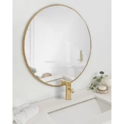 28" X 28" Gwendolyn Round Beaded Accent Wall Mirror Gold - Kate & Laurel All Things Decor -Northlight Store GUEST 49677aa5 0cc2 413c 85b3 2739d6b40580