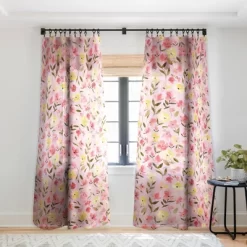 Ninola Design Fresh Flowers Pink Single Panel Sheer Window Curtain - Deny Designs -Northlight Store GUEST 4a86e6ab 9572 438b a5c9 089b84c0220f