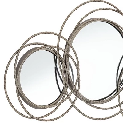 Newhill Designs Round Vanity Decorative Wall Mirror Modern Gray Pewter Metal Frame 40 1/4" Wide For Bathroom Bedroom Living Room 2 Newhill Designs Round Vanity Decorative Wall Mirror Modern Gray Pewter Metal Frame 40 1/4" Wide For Bathroom Bedroom Living Room - Image 2