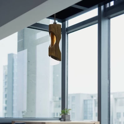 6" X 6" Wood Zamora Pendant With Clear Glass Shade Dark Brown - Cal Lighting 2 6" X 6" Wood Zamora Pendant With Clear Glass Shade Dark Brown - Cal Lighting - Image 2