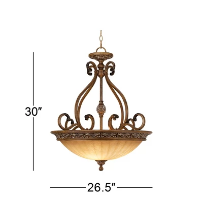 Kathy Ireland Sterling Estate Golden Bronze Pendant Chandelier 26 1/2" Wide Rustic Champagne Bowl Shade 3-Light Fixture For Dining Room Kitchen Island 6 Kathy Ireland Sterling Estate Golden Bronze Pendant Chandelier 26 1/2" Wide Rustic Champagne Bowl Shade 3-Light Fixture For Dining Room Kitchen Island - Image 6