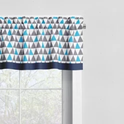 Bacati - Triangles Aqua/Navy/Grey Boys Cotton Window Valance