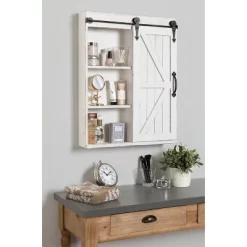 Decorative Wood Wall Storage Cabinet With Vanity Mirror And Sliding Barn Door Rustic White - Kate & Laurel All Things Decor -Northlight Store GUEST 51d12f27 afc7 4a67 ac27 474d38cd6f9f