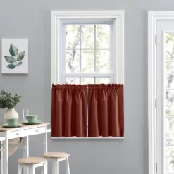 Ellis Lisa Solid Color Poly Cotton Duck Fabric Tailored Tiers 1.5" Rod Pocket Red -Northlight Store GUEST 51d3dc4b 4f03 4ddb 99d8 781fcdb14128