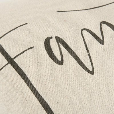 18"x18" 'Family' Sentiment Decorative Filled Square Throw Pillow Neutral - Rizzy Home 1 18"x18" 'Family' Sentiment Decorative Filled Square Throw Pillow Neutral - Rizzy Home