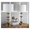 (Set Of 2) 32" Lani Leaf Table Lamp Antique Gold (Includes LED Light Bulb) - Safavieh