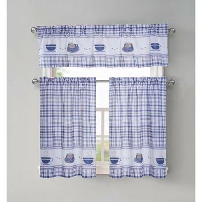 GoodGram Plaid Coffee Time 3 Pc Cafe Kitchen Curtain Tier & Valance Set 4 GoodGram Plaid Coffee Time 3 Pc Cafe Kitchen Curtain Tier & Valance Set - Image 4