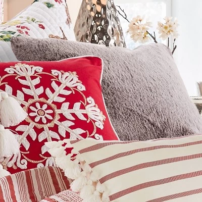 Thatch Home Joybirds Brown Faux Fur Pillow - By Levtex Home 1 Thatch Home Joybirds Brown Faux Fur Pillow - By Levtex Home