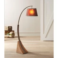 Franklin Iron Works Mission Arc Floor Lamp With USB Charging Port 66 1/2" Tall Dark Rust Amber Mica Shade For Living Room Reading -Northlight Store GUEST 5803141b 1aa2 4015 895f a3b8f8d986a3