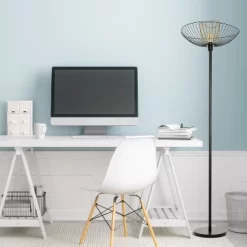 71" Demi Painted Metal 1-Light Floor Lamp With Black And Gold Painted Metal Shade - River Of Goods