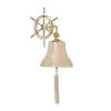 Brass Bell Wall Decor With Ship Wheel Backing - Olivia & May